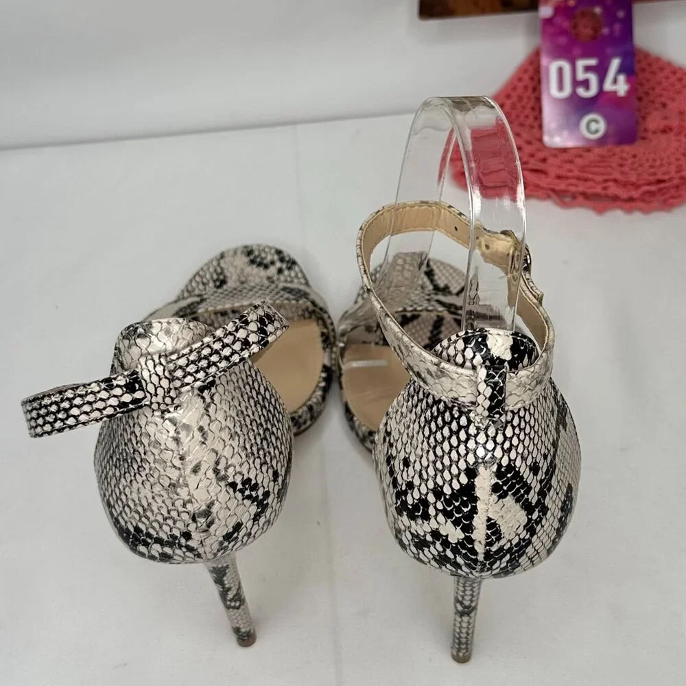 Lulus Elsi Beige Snake Strap Heels NW/OT or box Size 8 1/2 - Picture 5 of 14